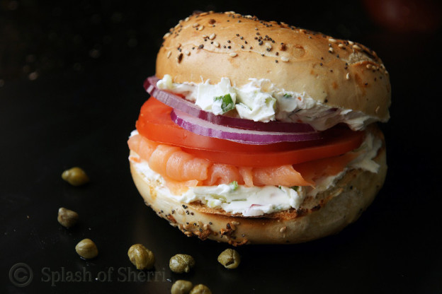 everything bagel with vegetable cream cheese