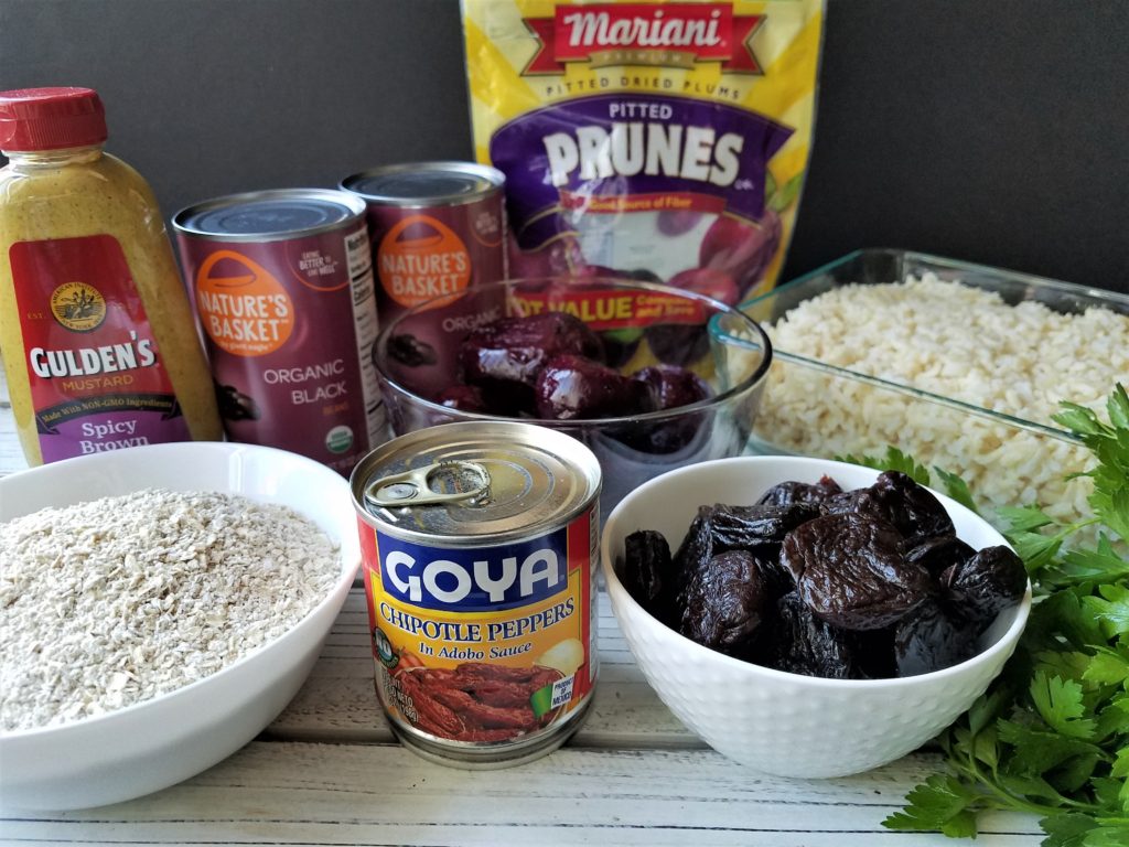 ingredients for black bean and beet veggie burgers